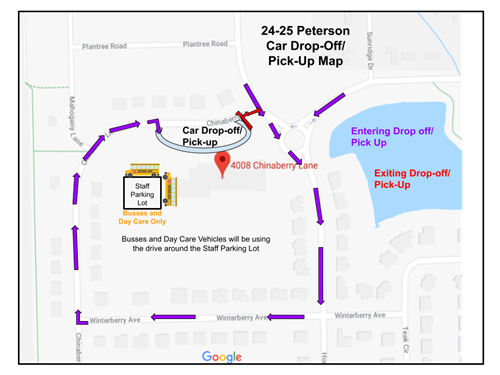 24-25 Peterson Car Drop Off/Pick Up Map